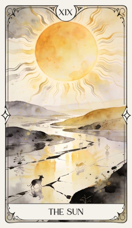 The Sun, in the Aquarelle deck style